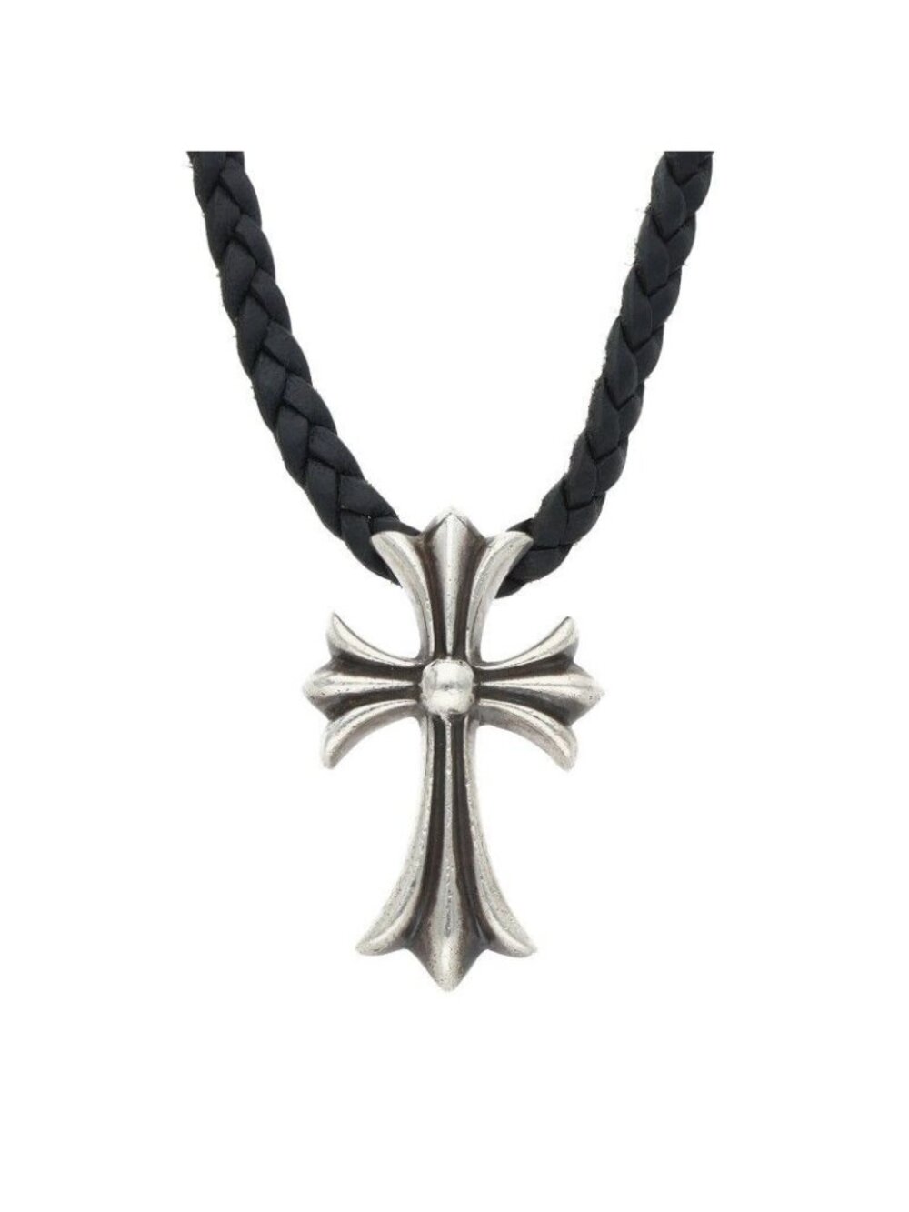 Chrome Hearts CH Cross BC Small CH Boro Chip Silver Necklace